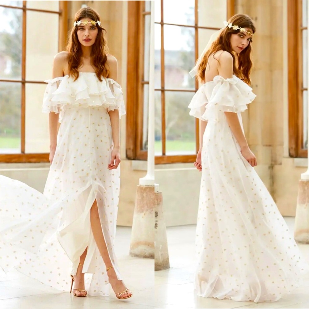 Temperley London Bridal Juliette Runway White Chiffon Wedding Gown 8